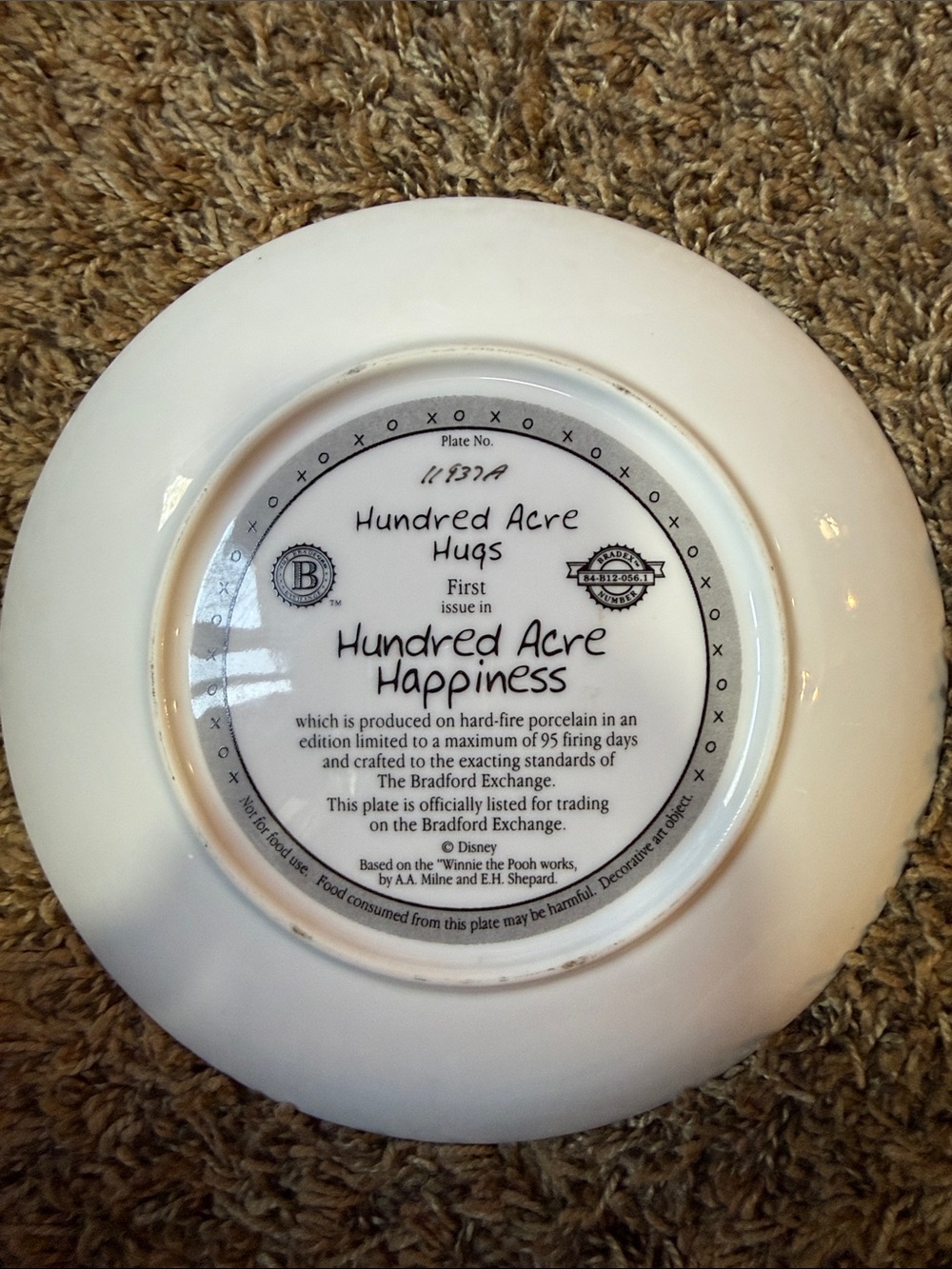 The Bradford Exchange Winnie the Pooh Hundred Acre Hugs Decorative Blue Plate - Picture 2 of 4